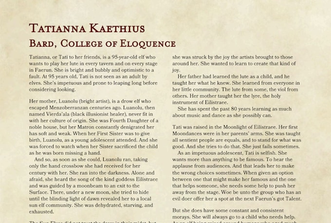 write your ttrpg character backstory
